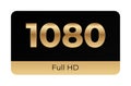 1080 full hd badge featuring gold and black design Royalty Free Stock Photo