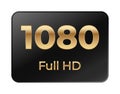 1080 full hd display icon with golden text on black background Royalty Free Stock Photo