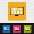 Full HD 1080 Television Icon - Colorful Vector Illustration - Isolated On Transparent Background Royalty Free Stock Photo