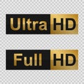 Full HD and Ultra HD labels