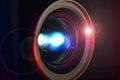 FULL HD video Projector lens close-up Royalty Free Stock Photo