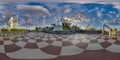 full 360 hdri panorama near tallest hindu shiva statue in india on mountain near ocean at sunset in equirectangular projection