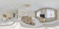 Full 360 hdri panorama view in bedroom room in luxury elite vip expensive hotel or apartment  in equirectangular seamless Royalty Free Stock Photo