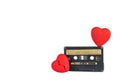Full heart and Broken heart with cassette tape. Royalty Free Stock Photo