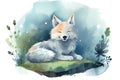 cute happy wolf resting, concept of Artistic portrayal