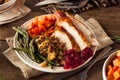 Full Homemade Thanksgiving Dinner Royalty Free Stock Photo