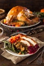 Full Homemade Thanksgiving Dinner Royalty Free Stock Photo