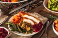 Full Homemade Thanksgiving Dinner Royalty Free Stock Photo