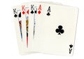 A full house poker hand of playing cards. Royalty Free Stock Photo