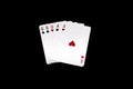 Full House poker hand isolated on black background Royalty Free Stock Photo