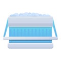 Full ice cube box icon, cartoon style