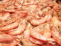 Full image of shrimp frying on a restaurant grill