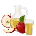 Full jug of apple juice isolated on white . Royalty Free Stock Photo