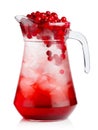 Full jug of fresh cranberries nonalcoholic cocktail with berries Royalty Free Stock Photo