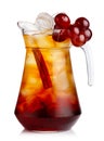 Full jug of fresh nonalcoholic cocktail with grapes and cinnamon Royalty Free Stock Photo