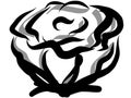 Full Large Rose Flower Blooming & Blossoming Silhouette Simplified