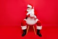 Full legs body size profile side view grandfather aged Santa in