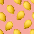 Full lemons seamless pattern on pink backgraund Royalty Free Stock Photo