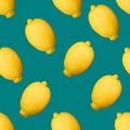 Full lemons seamless pattern on green backgraund Royalty Free Stock Photo