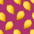 Full lemons seamless pattern on pink backgraund Royalty Free Stock Photo
