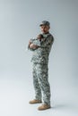 full length of army serviceman in