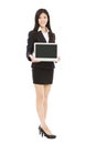 Asian businesswoman holding laptop isolated on white Royalty Free Stock Photo