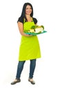 Full length of attractive cheese maker female Royalty Free Stock Photo