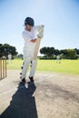 Full length of batsman standing on pitch Royalty Free Stock Photo