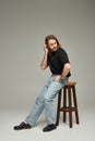 full length of bearded man with Royalty Free Stock Photo