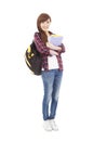 Full length beautiful university student girl standing Royalty Free Stock Photo