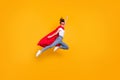 Full length body size view of her she nice attractive lovely strong powerful fit slim cheerful girl jumping wearing Royalty Free Stock Photo