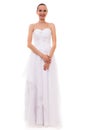 Full length bride in white wedding gown isolated Royalty Free Stock Photo