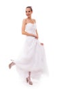 Full length bride in white wedding gown isolated Royalty Free Stock Photo