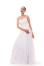 Full length bride in white wedding gown isolated Royalty Free Stock Photo