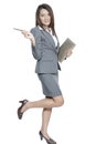 Full length of business woman attractive gesture pen diary note Royalty Free Stock Photo