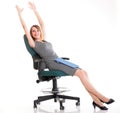 Full length business woman sitting on chair Royalty Free Stock Photo