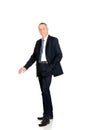 Full length businessman leaning on empty blank Royalty Free Stock Photo