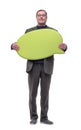 Full-length. casual Mature man with a speech bubble. Royalty Free Stock Photo