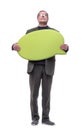 full-length. casual Mature man with a speech bubble. Royalty Free Stock Photo