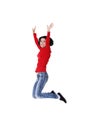 Full length cheerful woman jumping Royalty Free Stock Photo