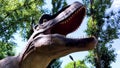 Full-length close-up of an adult Tyrannosaurus Rex. Reconstruction of extinct species. Styling extinct animals. Dinosaurs robots,