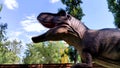 Full-length close-up of an adult Tyrannosaurus Rex. Reconstruction of extinct species. Styling extinct animals. Dinosaurs robots,