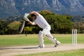 Full length of cricketer playing on field