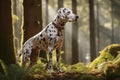 Full length dalmatin dog Against the backdrop of spring or summer forest Ai Generated Royalty Free Stock Photo