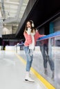 full length of excited brunette woman Royalty Free Stock Photo