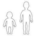 Full length front outlined silhouette child, baby set Royalty Free Stock Photo