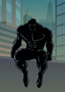 Superhero Sitting on Wall No Cape Silhouette