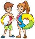 Beach Kids with Accessories Royalty Free Stock Photo