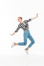 Full length image of carefree ginger woman in shirt Royalty Free Stock Photo