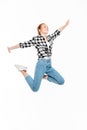 Full length image of happy ginger woman in shirt Royalty Free Stock Photo